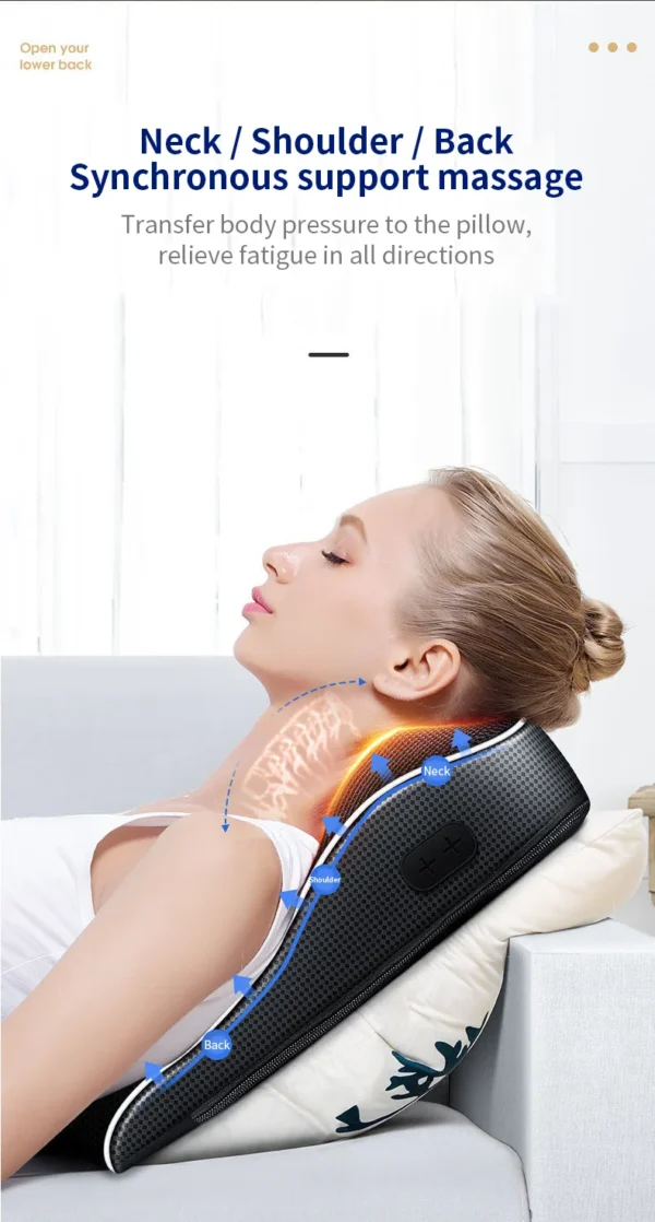 Electric Head Neck Cervical Traction Body Massager Car Back Pillow with Heating Vibrating Massage Device